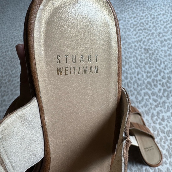 Stuart Weitzman Tan Leather Cork Wedge Sandals, size 8 - Picture 6 of 8